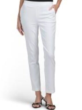Ellen Tracy White Slim Fit Ankle Pants